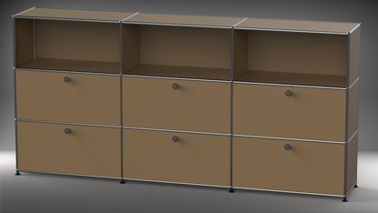 Highboard 3x3 mit sechs Klappen oben offen