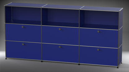 Highboard 3x3 mit sechs Klappen oben offen