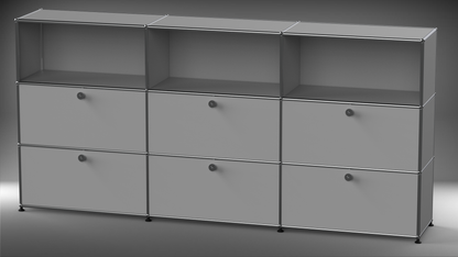 Highboard 3x3 mit sechs Klappen oben offen