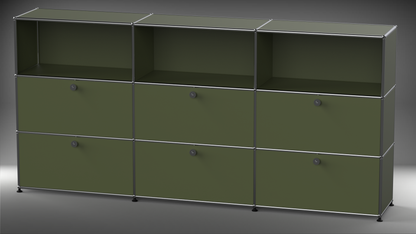 Highboard 3x3 mit sechs Klappen oben offen