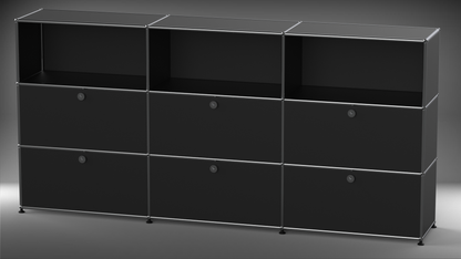 Highboard 3x3 mit sechs Klappen oben offen