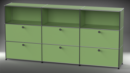 Highboard 3x3 mit sechs Klappen oben offen