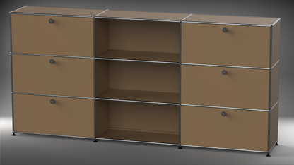 Highboard 3x3 mit sechs Klappen mitte offen