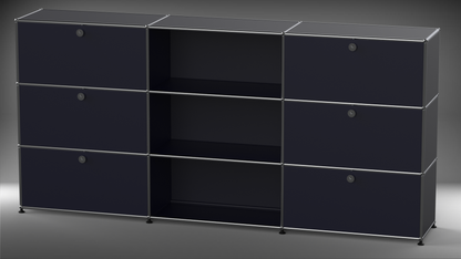 Highboard 3x3 mit sechs Klappen mitte offen