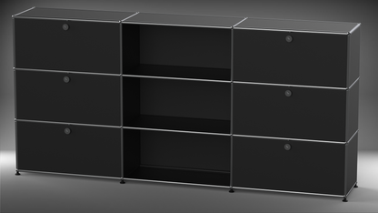Highboard 3x3 mit sechs Klappen mitte offen