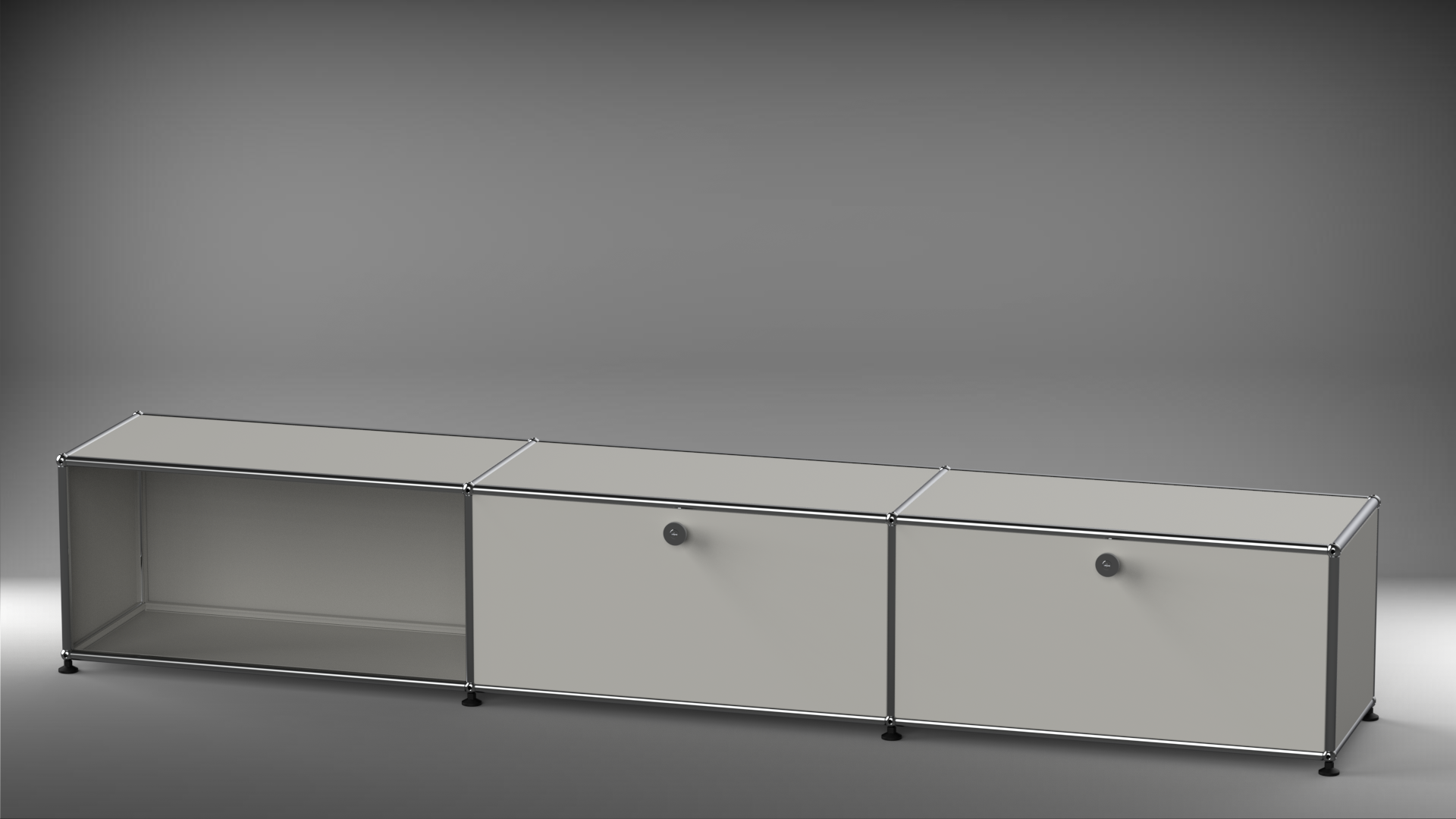 Lowboard 3x1 mit zwei Klappen rechts